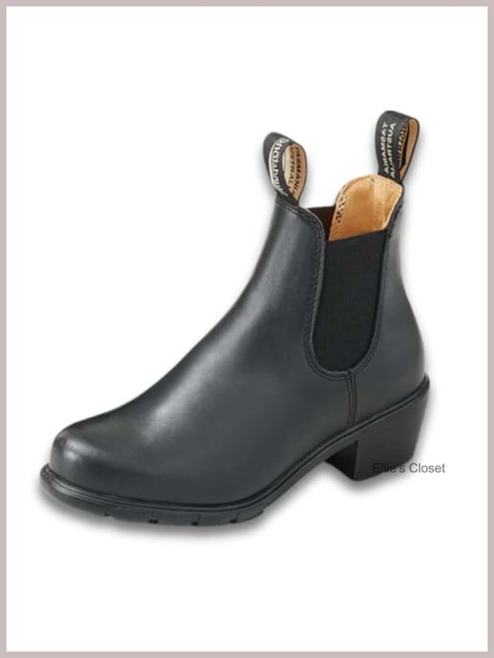 Heeled Chelsea Boots Cuban Heel Water-Resistant Leather Pull-On Ankle Boots